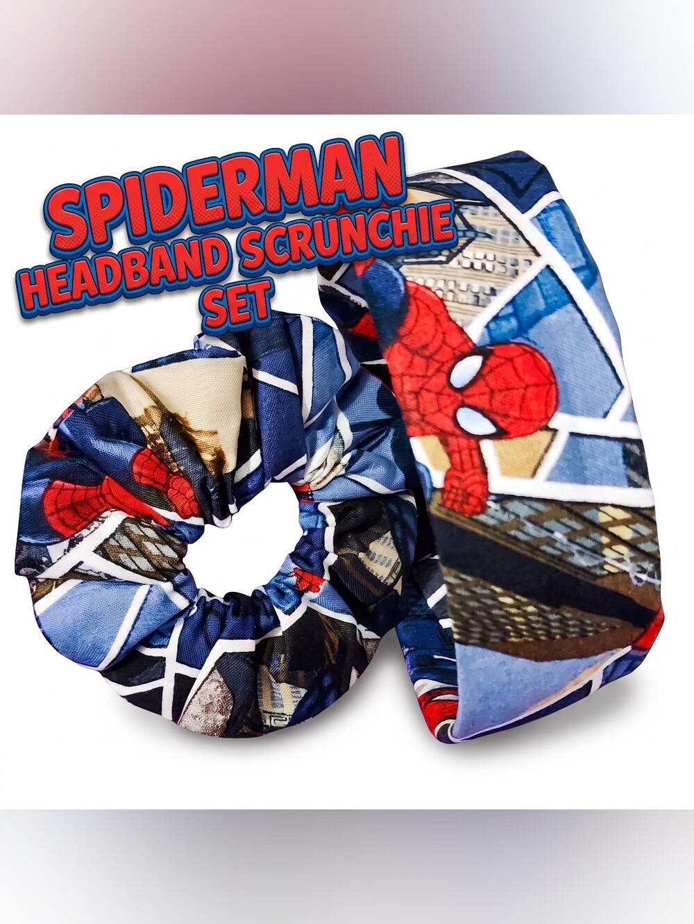 Spiderman Headband & Scrunchie Hair Accessory Set- Women & Girls-All Day Comfort